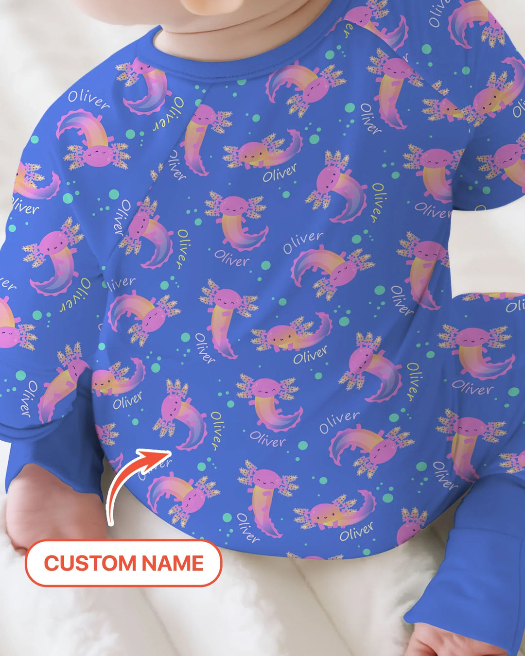 Axolotl Glow Custom Name Bamboo Convertible Zippy