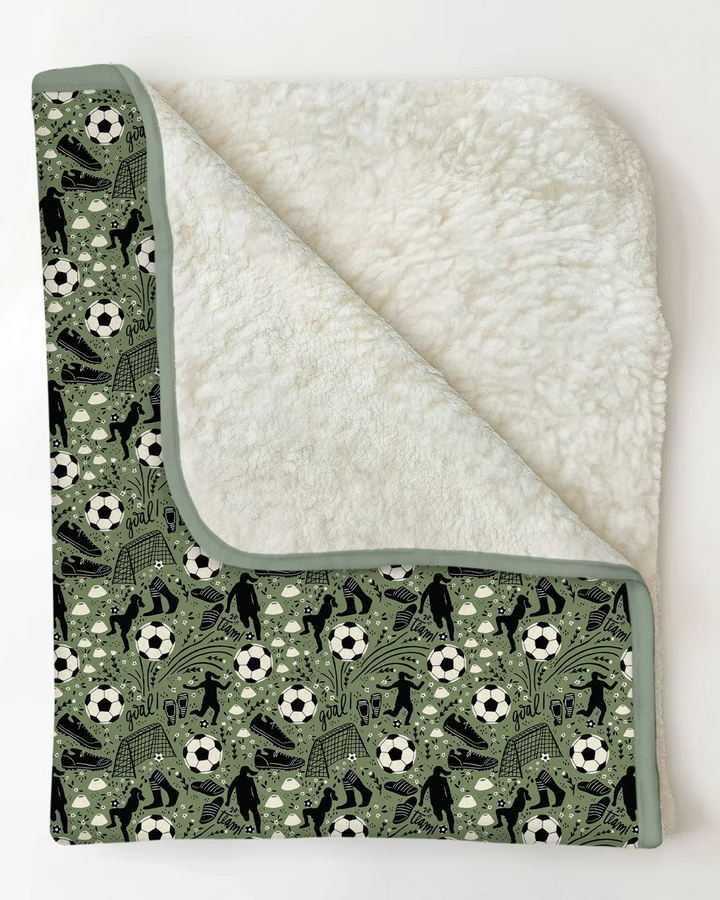 Sage Green Soccer Dreams Bamboo Blanket