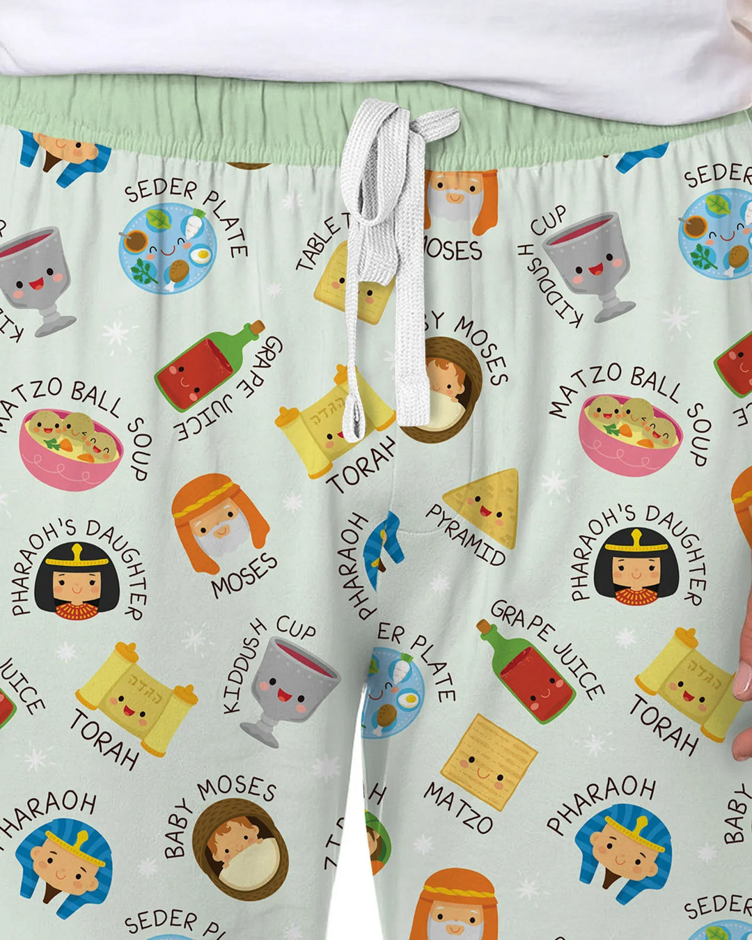 Cute Passover Characters Bamboo Men's Pajama Set