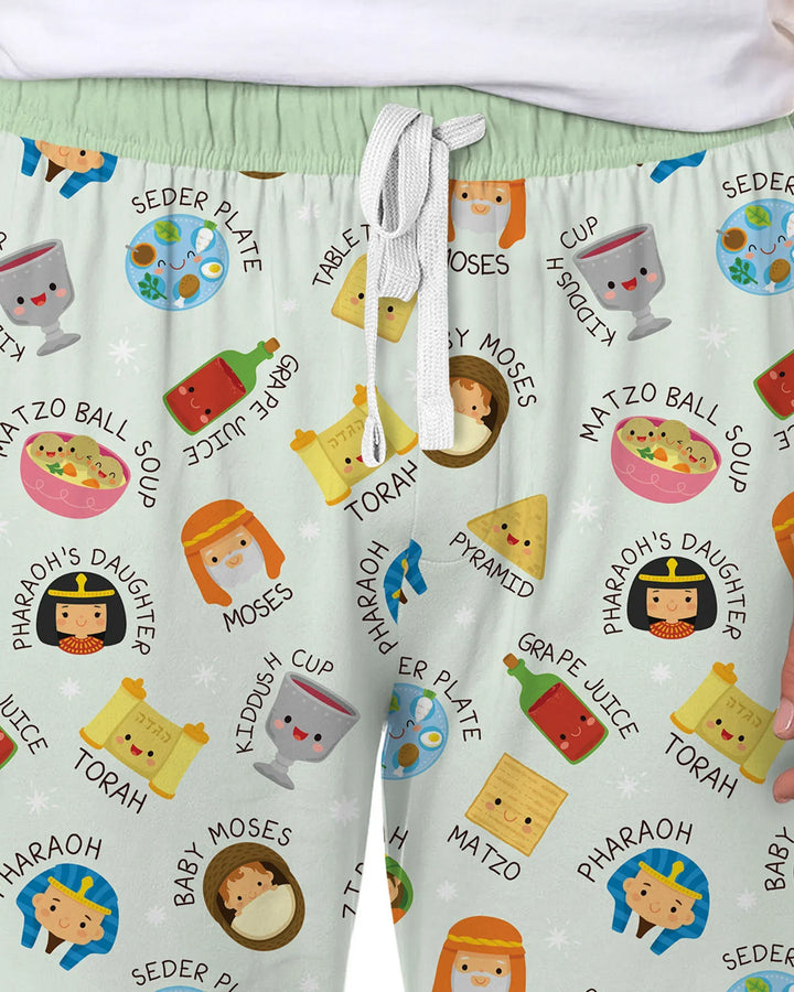 Cute Passover Characters Bamboo Men's Pajama Set