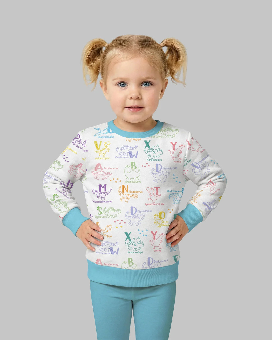 Dino-Alphabet ABC-Bambus-Rundhals-Sweatshirt