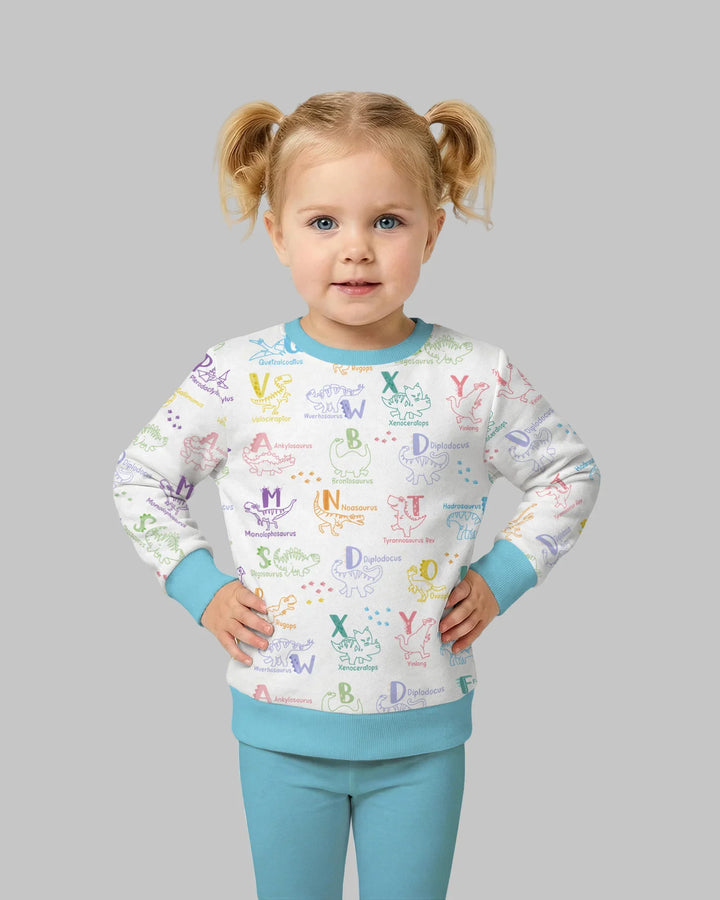 Dino-Alphabet ABC-Bambus-Rundhals-Sweatshirt
