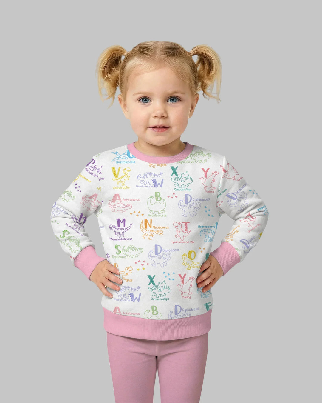 Dino-Alphabet ABC-Bambus-Rundhals-Sweatshirt
