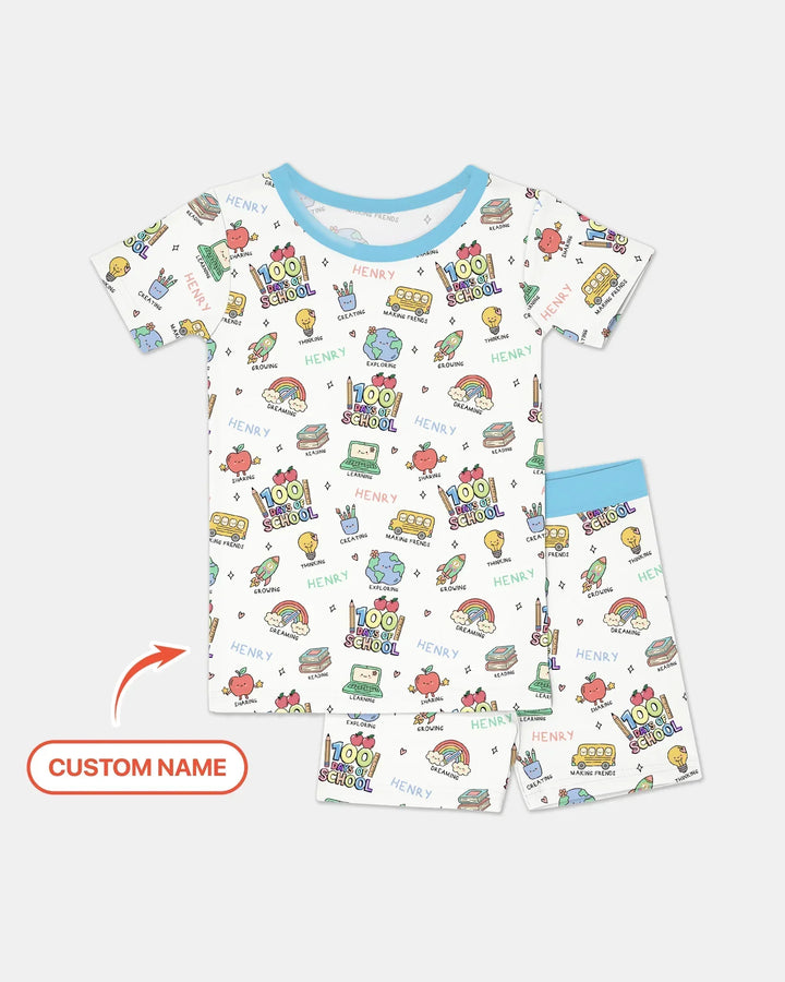 Template Zweiteiliges Pyjama-Set mit kurzen Ärmeln und Shorts
