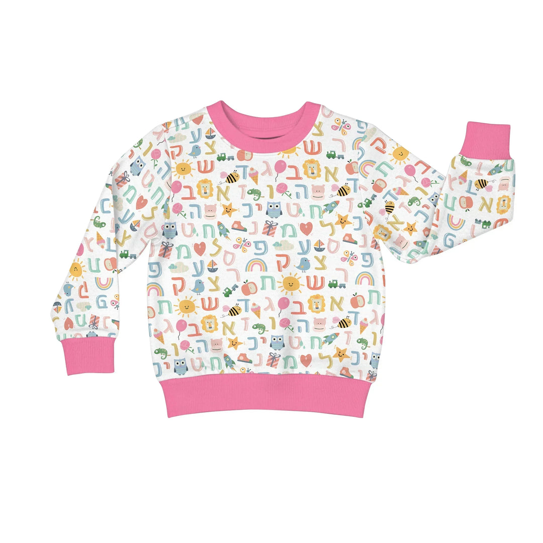 Hebrew Alphabet Bamboo Crewneck Sweatshirt