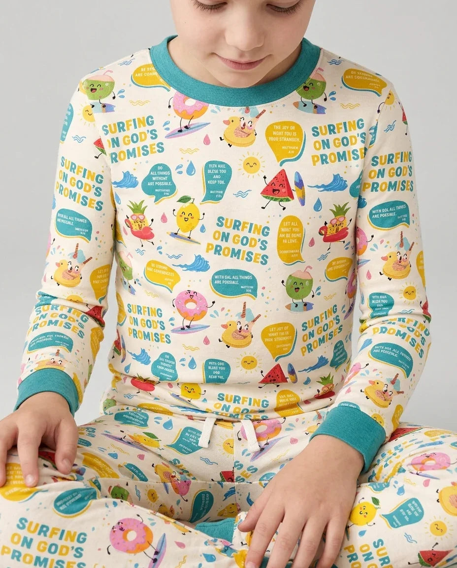 Zweiteiliges Langarm-Pyjama-Set mit Sommerfrüchten