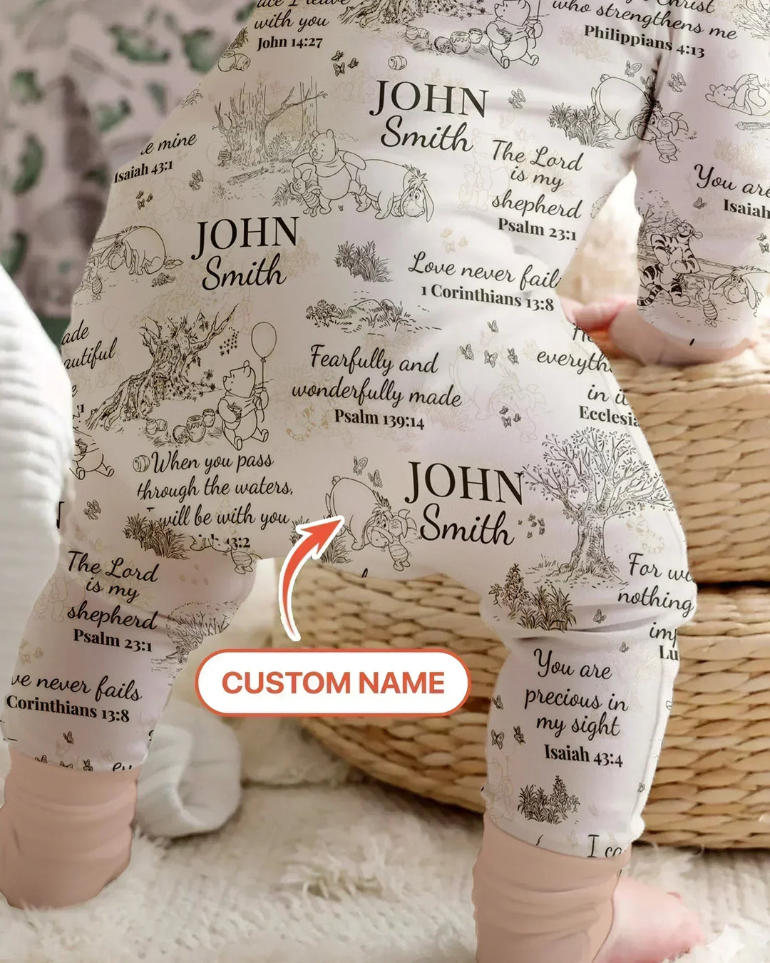 Classic Bear Bible Verse Custom Name Bamboo Convertible Zippy
