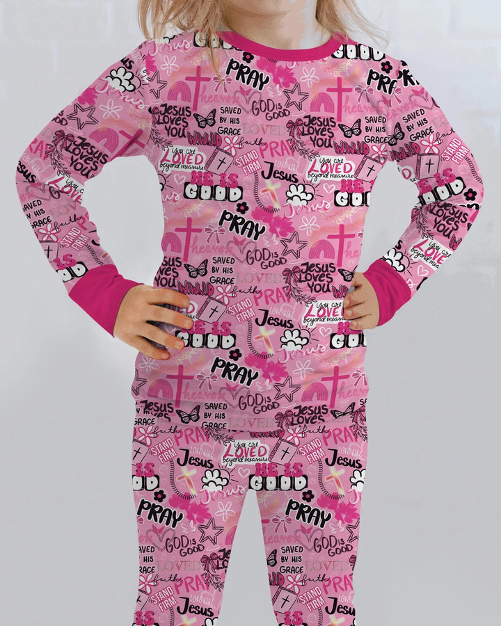 Zweiteiliges Langarm-Pyjama-Set mit Sommerfrüchten