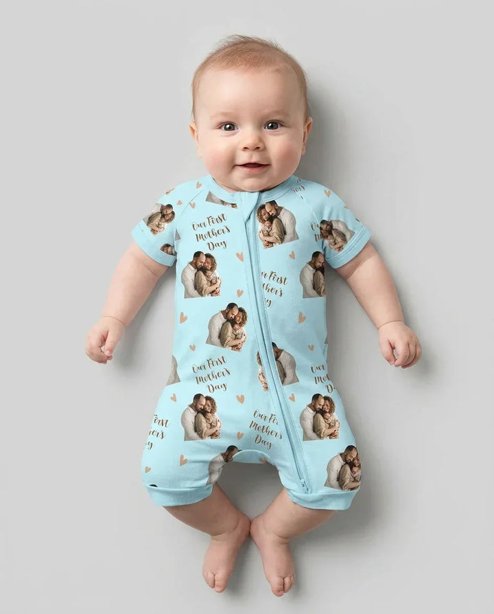 Custom Photo Our First as Parents Bamboo Shorty Zippy