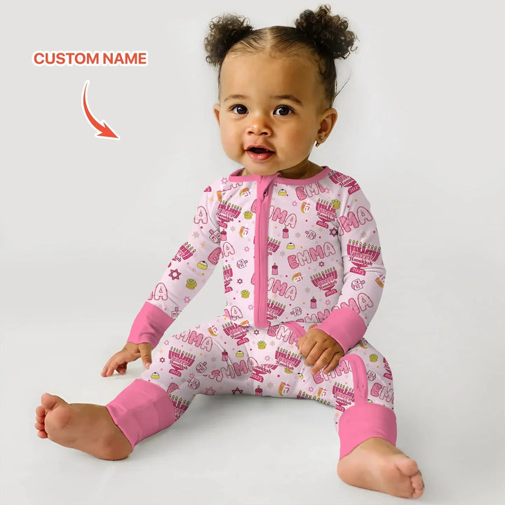 Custom name Happy Hanukkah 2025 Bamboo Convertible Zippy