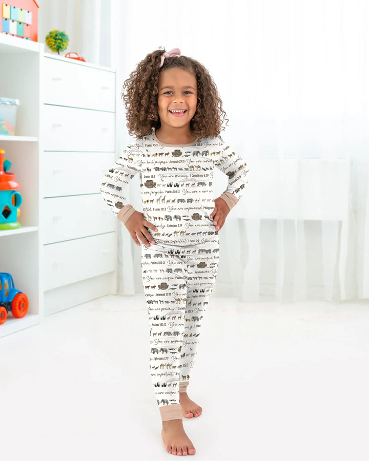 Biblical Noah's Ark Bamboo Two Piece Long Sleeve Pajama Set