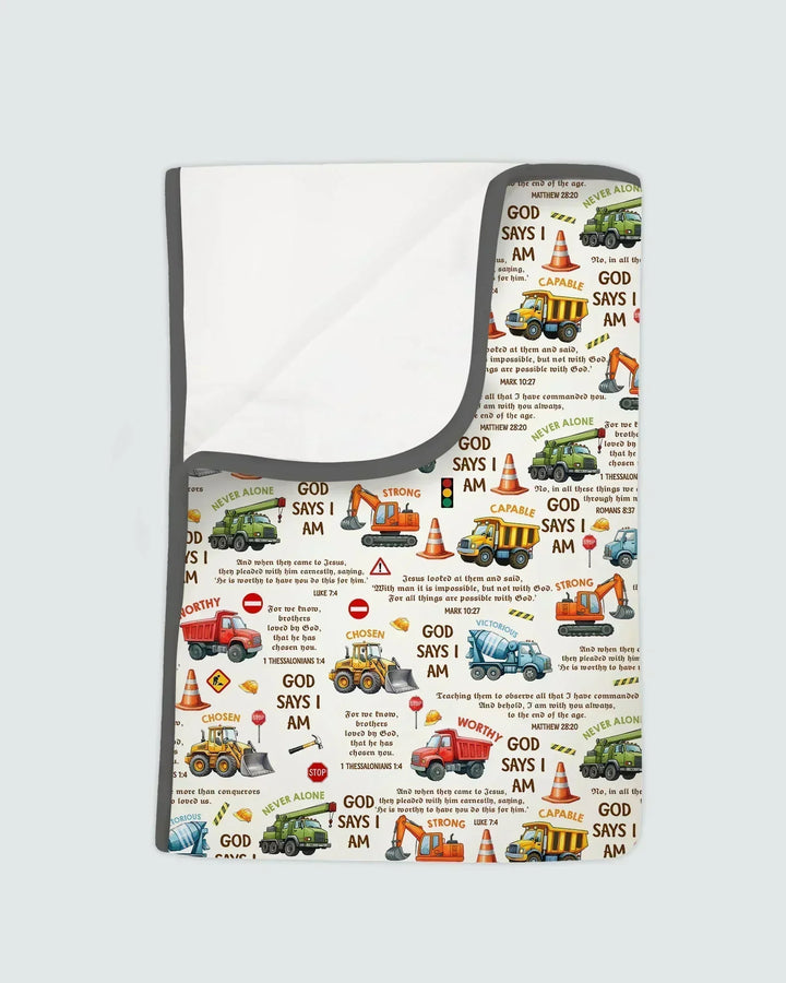 Bible Verse Construction Trucks Bamboo Blanket