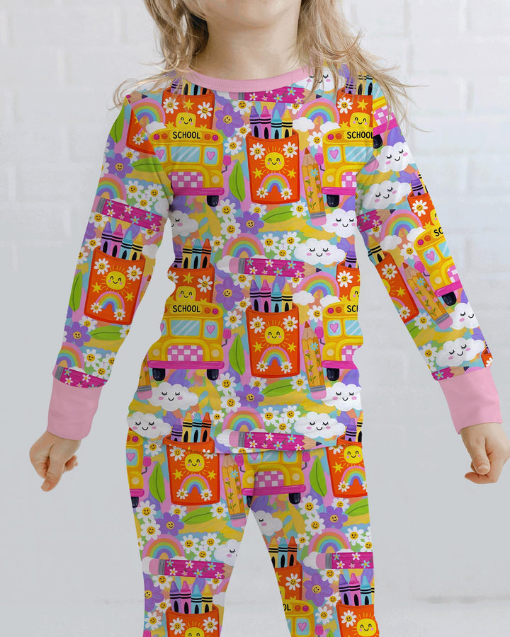 Zweiteiliges Langarm-Pyjama-Set mit Sommerfrüchten