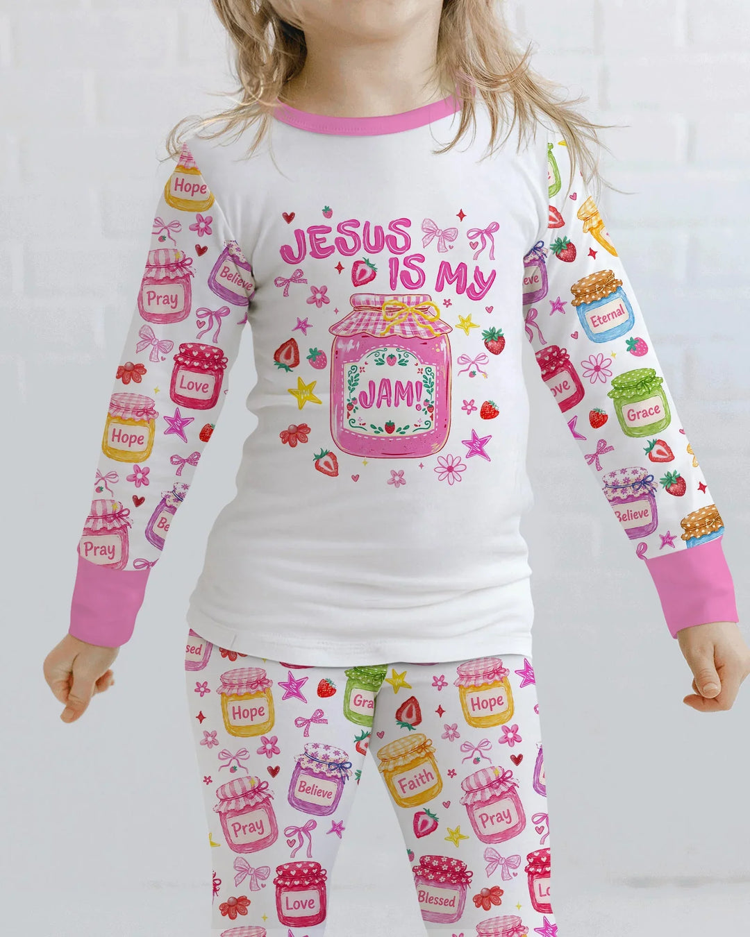 Zweiteiliges Langarm-Pyjama-Set mit Sommerfrüchten