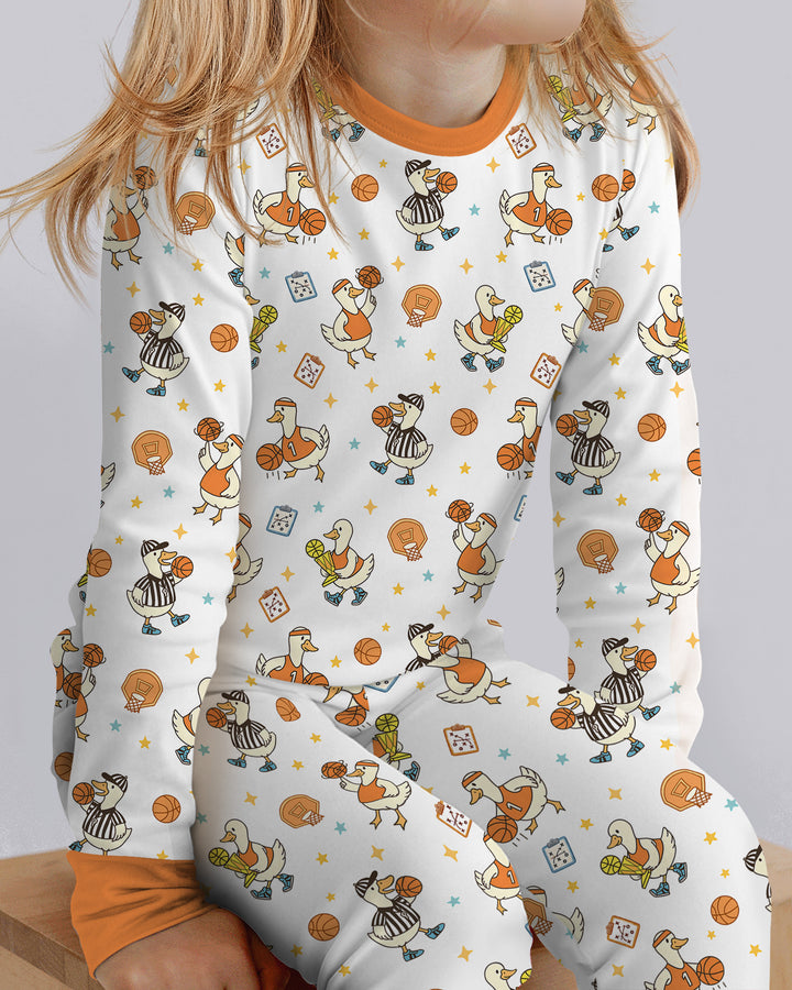 Silly Goose Playing Basketball Bamboo Two Piece Long Sleeve Pajama Set
