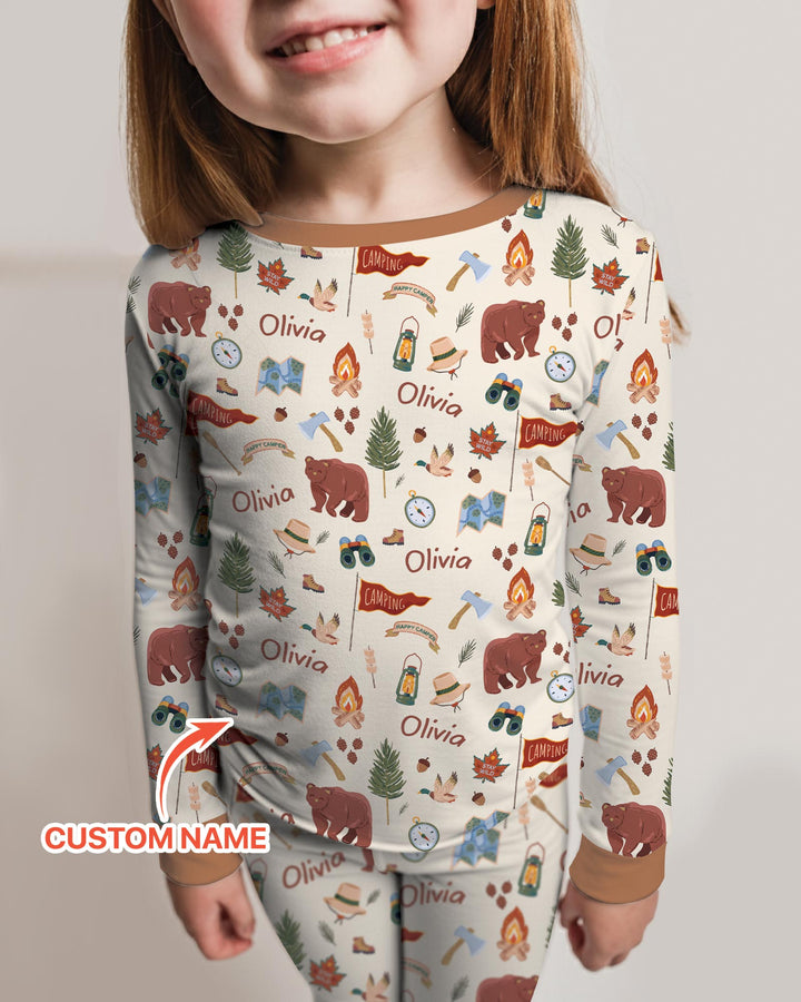 Custom Name Adventure Outdoors Bamboo Two Piece Long Sleeve Pajama Set