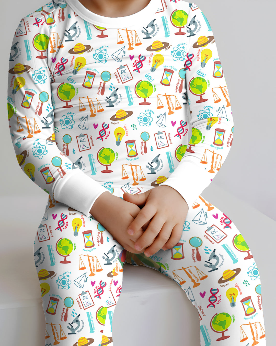 Tiny Scientist Explores The World Bamboo Two Piece Long Sleeve Pajama Set