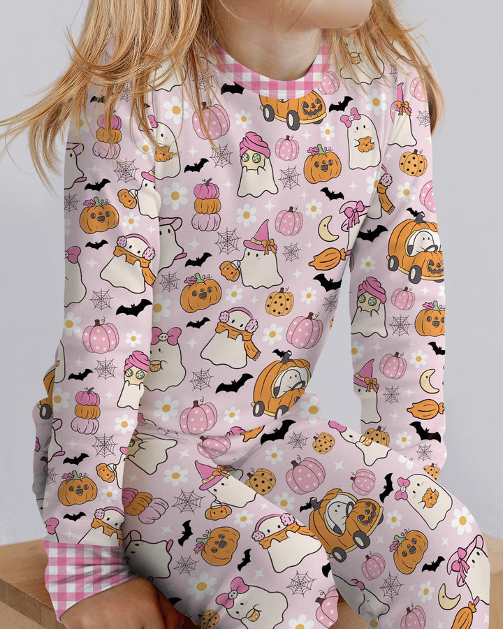 Pink Boo Patch Bamboo Two Piece Long Sleeve Pajama Set