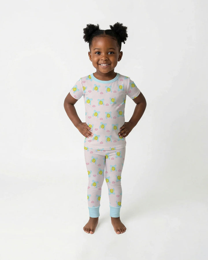 Softbal Coquette Bow Two Piece Short Sleeve Pajama Set