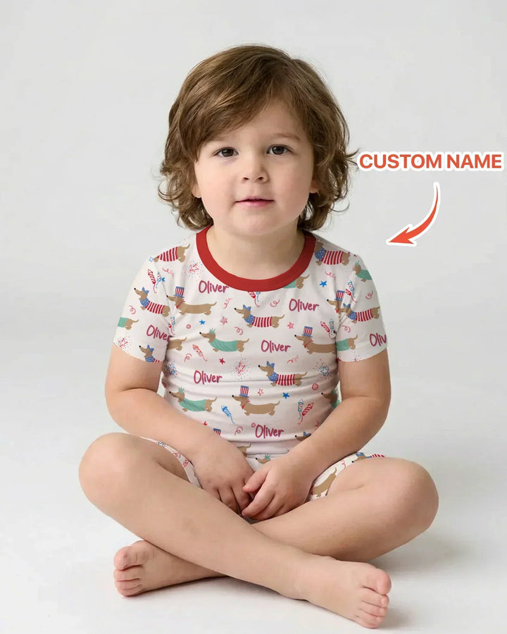 Zweiteiliges Pyjama-Set mit kurzen Ärmeln und Shorts im Sommer-Design