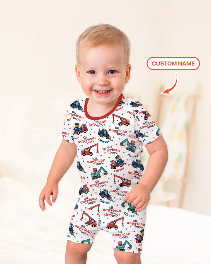 Zweiteiliges Pyjama-Set mit kurzen Ärmeln und Shorts im Sommer-Design