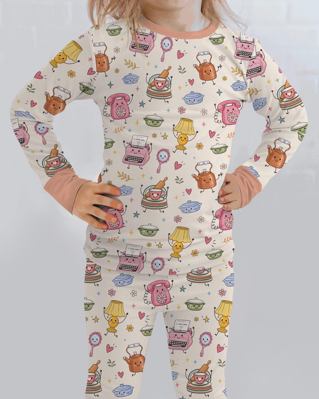 Retro Chasing Toy Bamboo Two Piece Long Sleeve Pajama Set