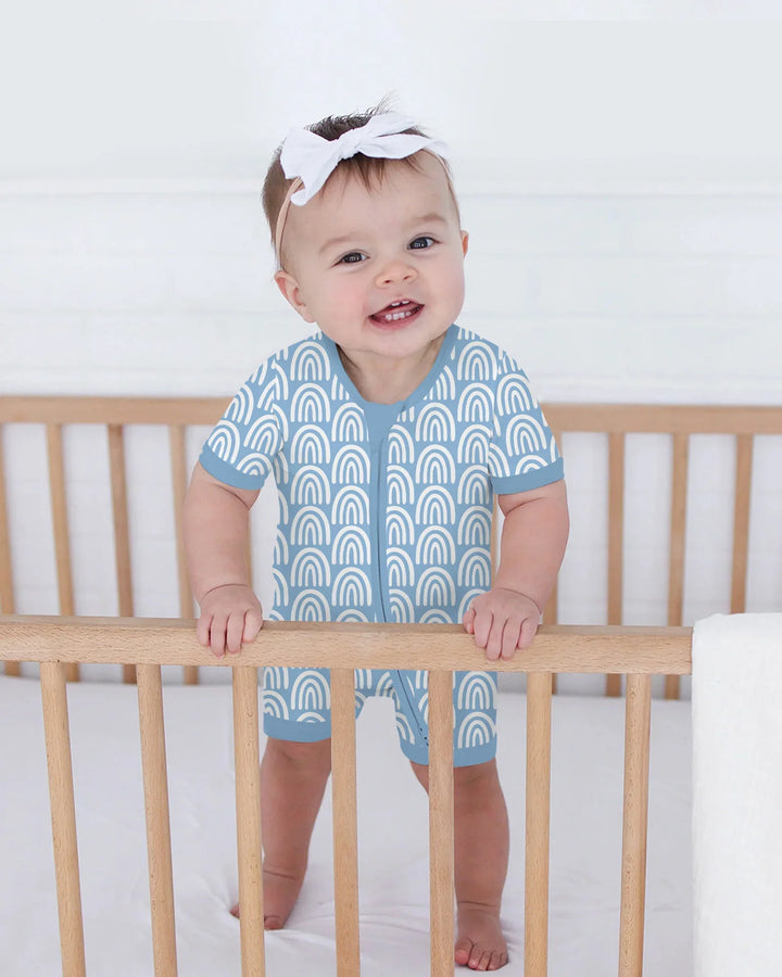 Sky Blue Rainbows Bamboo Shorty Zippy