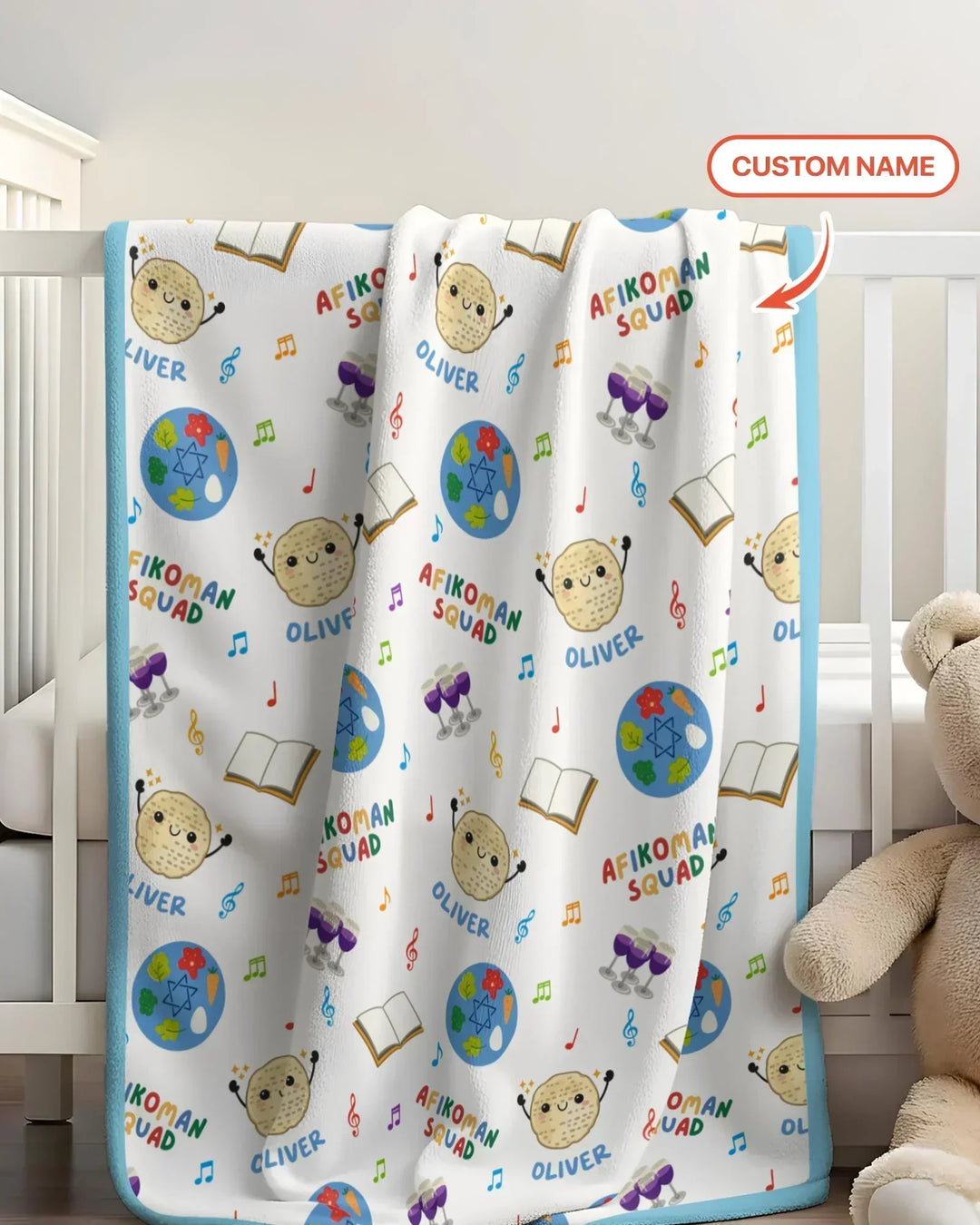 Custom Name Passover Afikoman Squad Bamboo Blanket