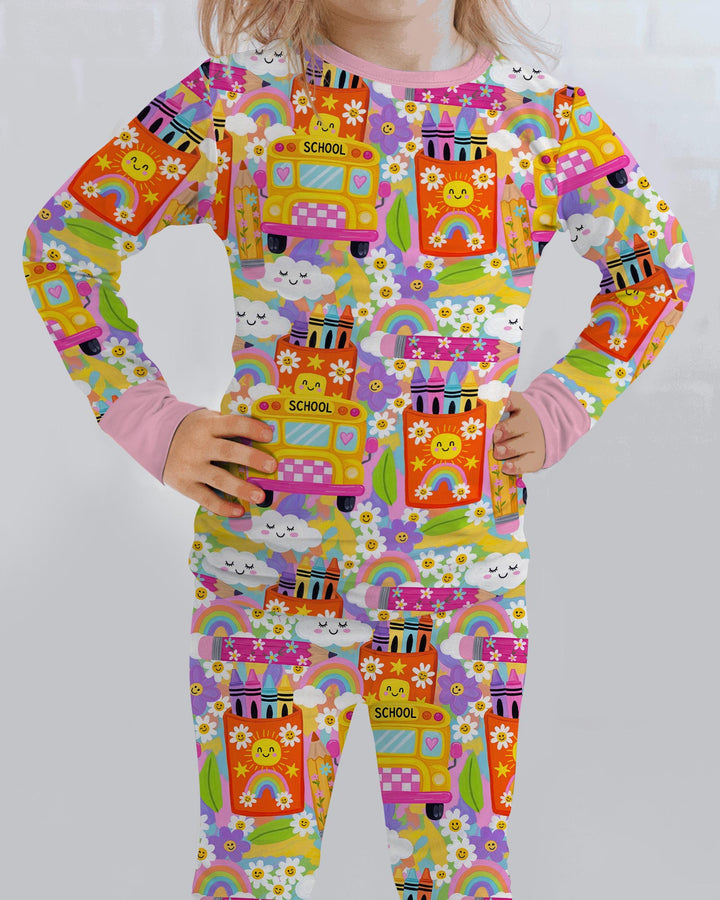 Zweiteiliges Langarm-Pyjama-Set mit Sommerfrüchten