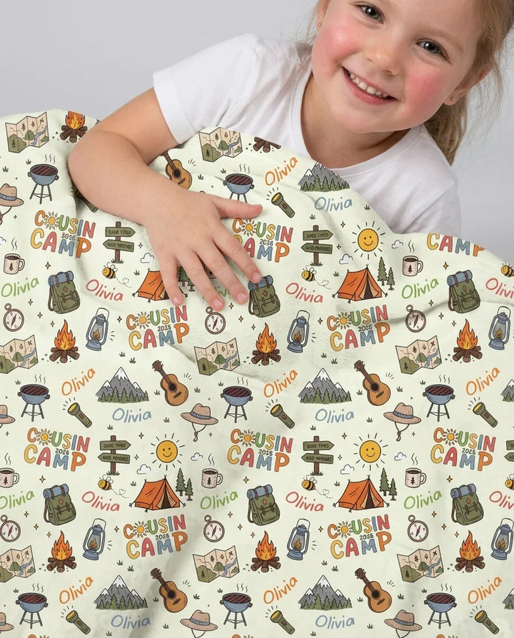 Custom Name Cousin Camp 2026 Bamboo Blanket