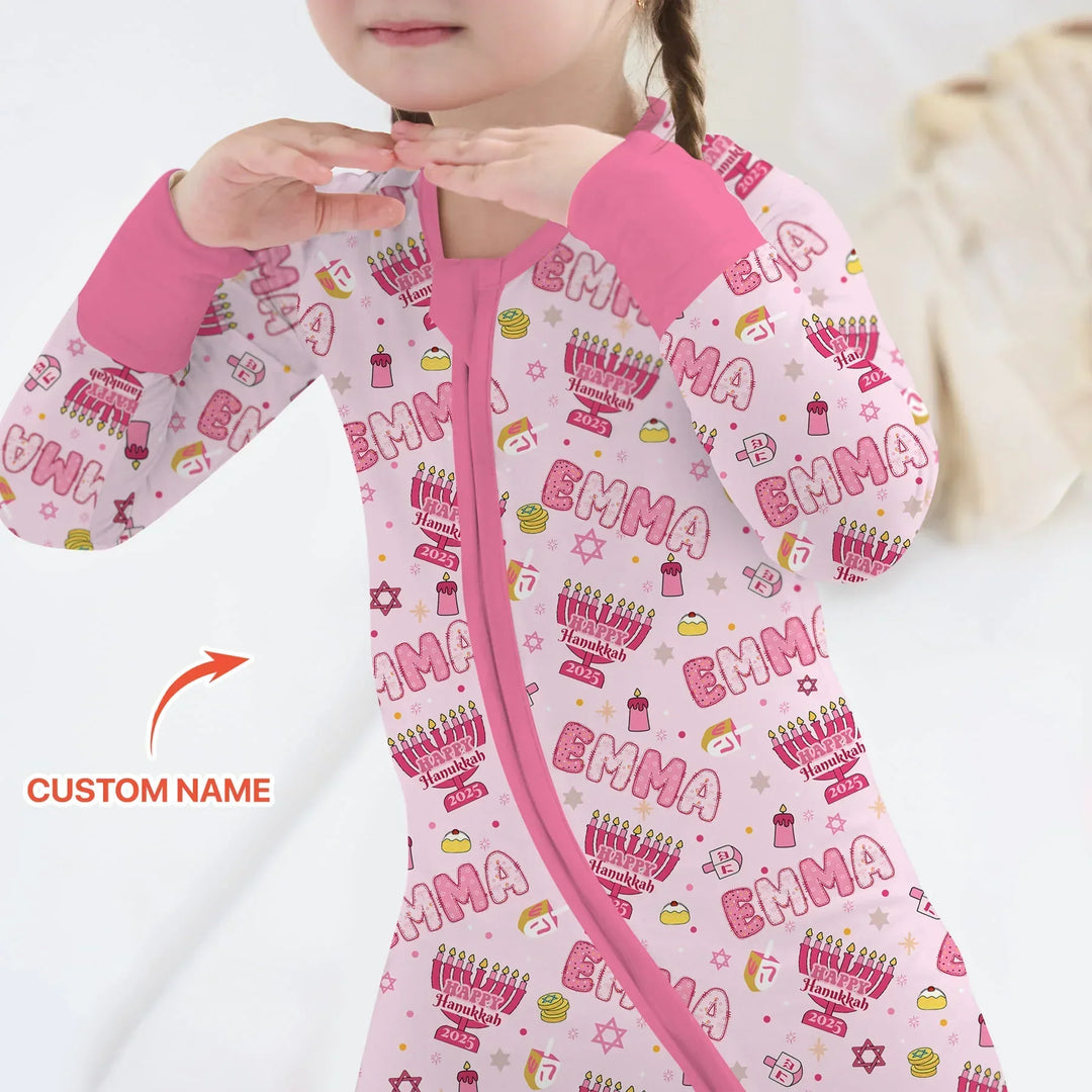 Custom name Happy Hanukkah 2025 Bamboo Convertible Zippy