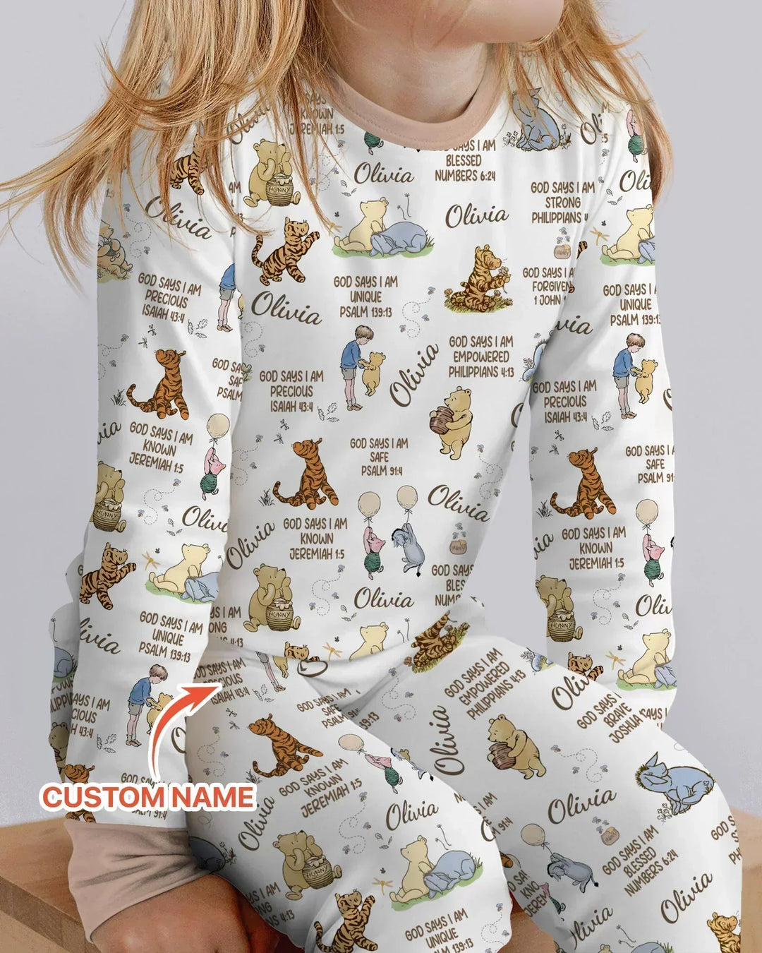 Custom Name God Says I Am Classic Bear Bamboo Two Piece Long Sleeve Pajama Set