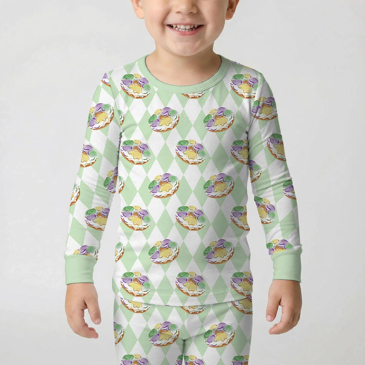 Zweiteiliges Langarm-Pyjama-Set mit Sommerfrüchten