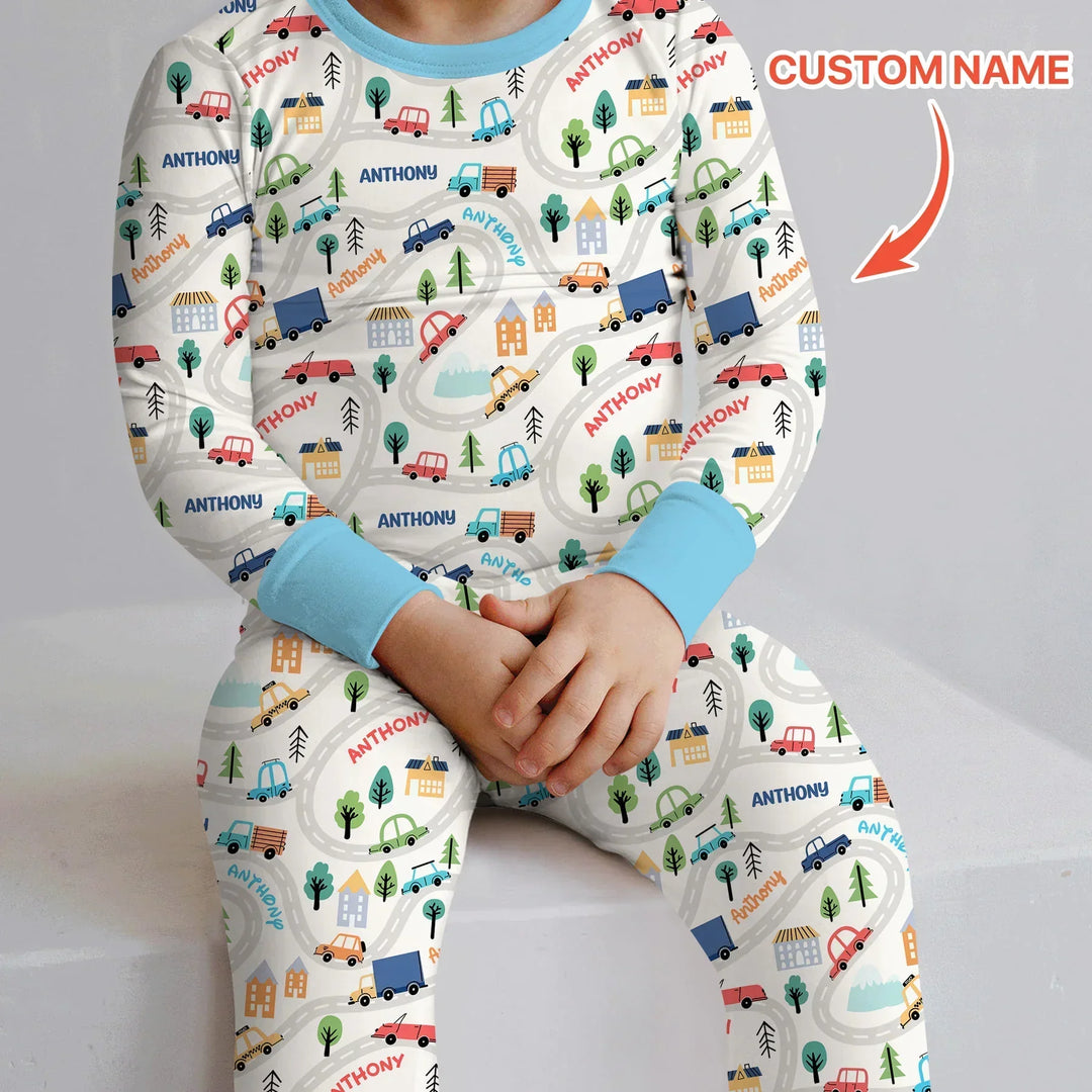 Zweiteiliges Langarm-Pyjama-Set mit Sommerfrüchten