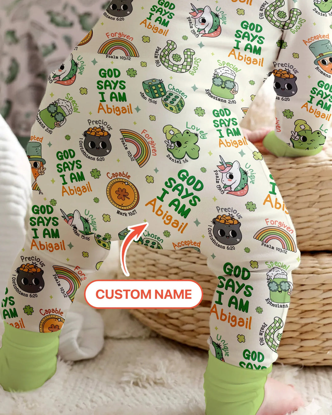 Personalized God Says I Am St. Patrick's Day Family Matching Bamboo Convertible Zippy