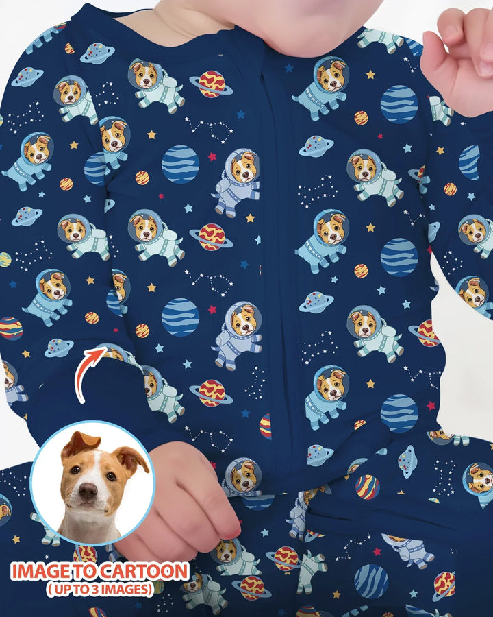 Astronaut Custom Pet Image Family Matching Bamboo Convertible Zippy