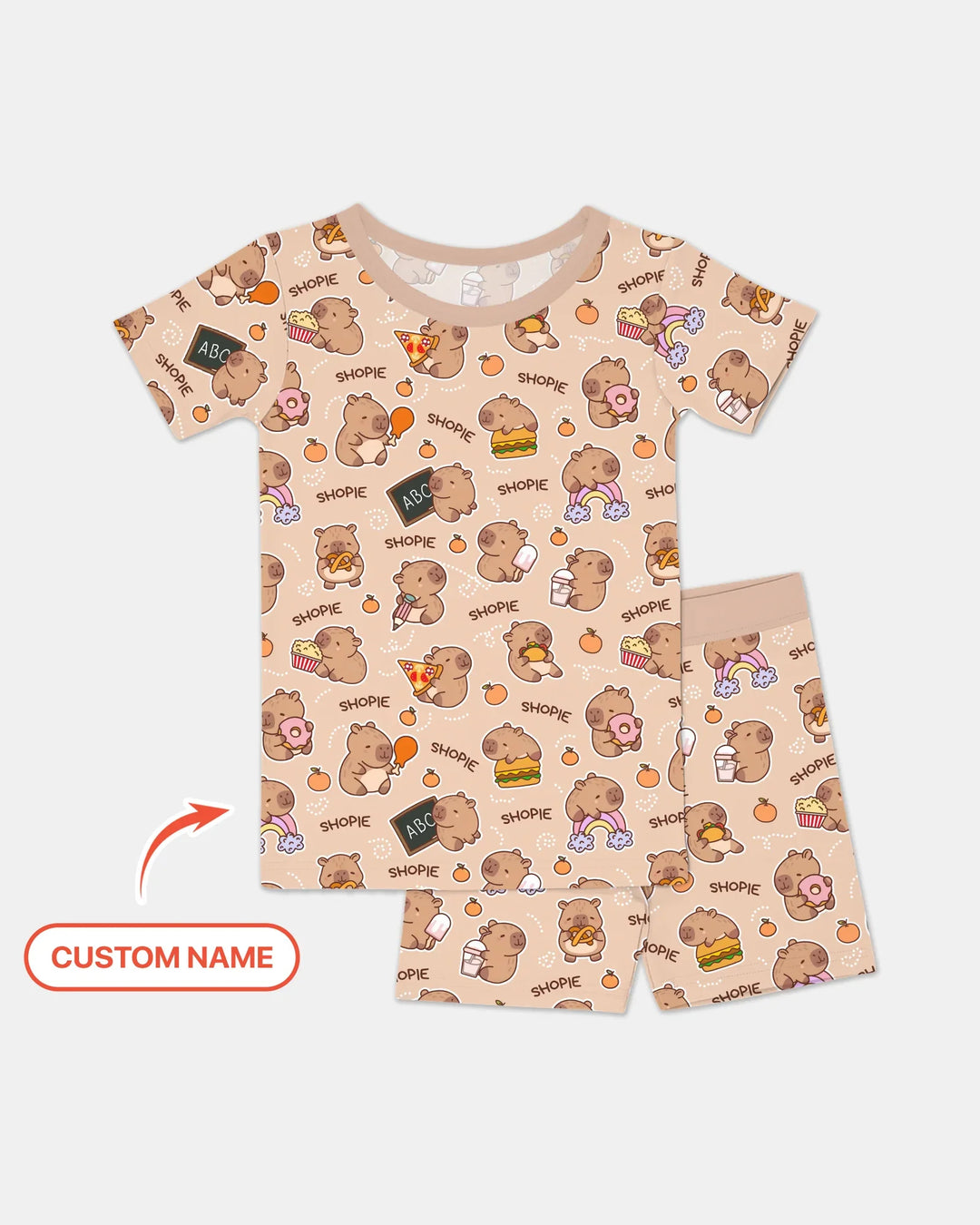 Zweiteiliges Pyjama-Set mit kurzen Ärmeln und Shorts im Sommer-Design