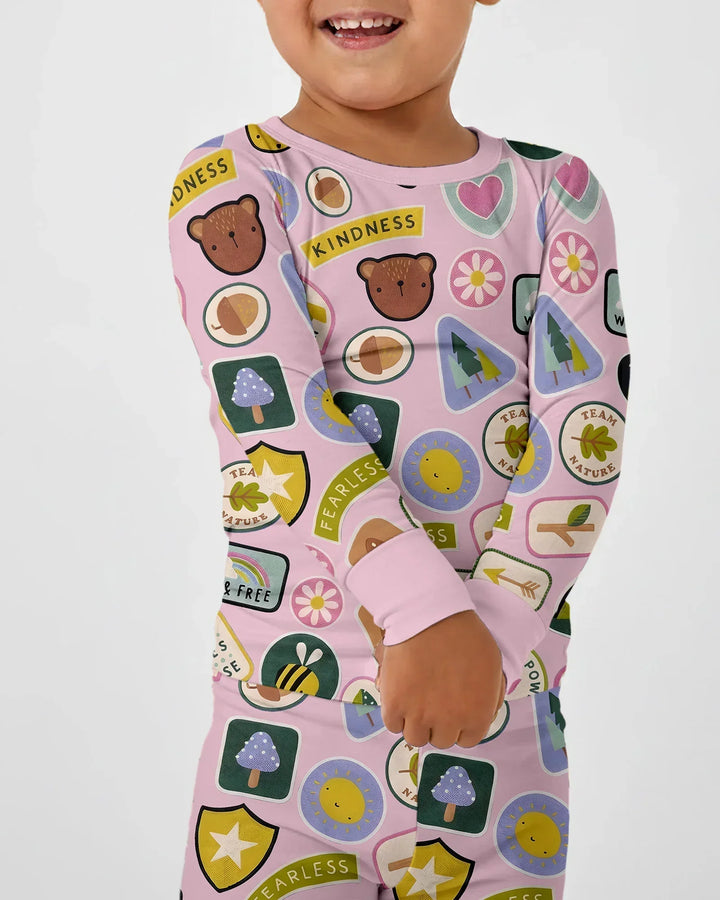 Zweiteiliges Langarm-Pyjama-Set mit Sommerfrüchten