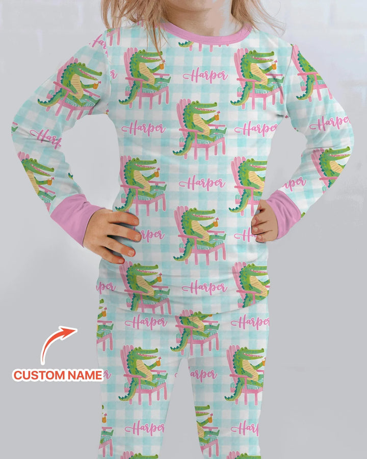 Zweiteiliges Langarm-Pyjama-Set mit Sommerfrüchten