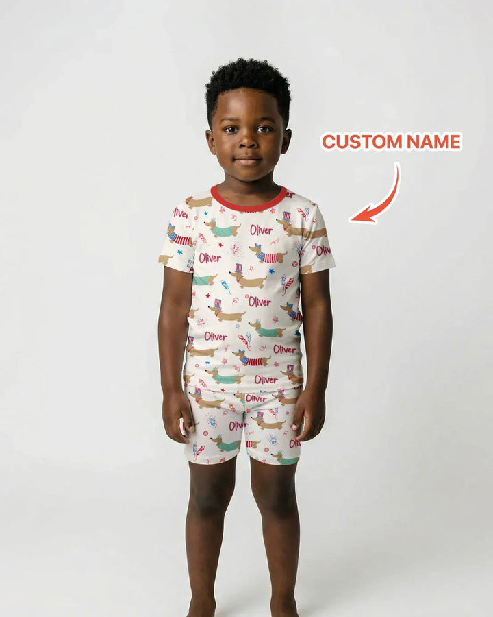Zweiteiliges Pyjama-Set mit kurzen Ärmeln und Shorts im Sommer-Design