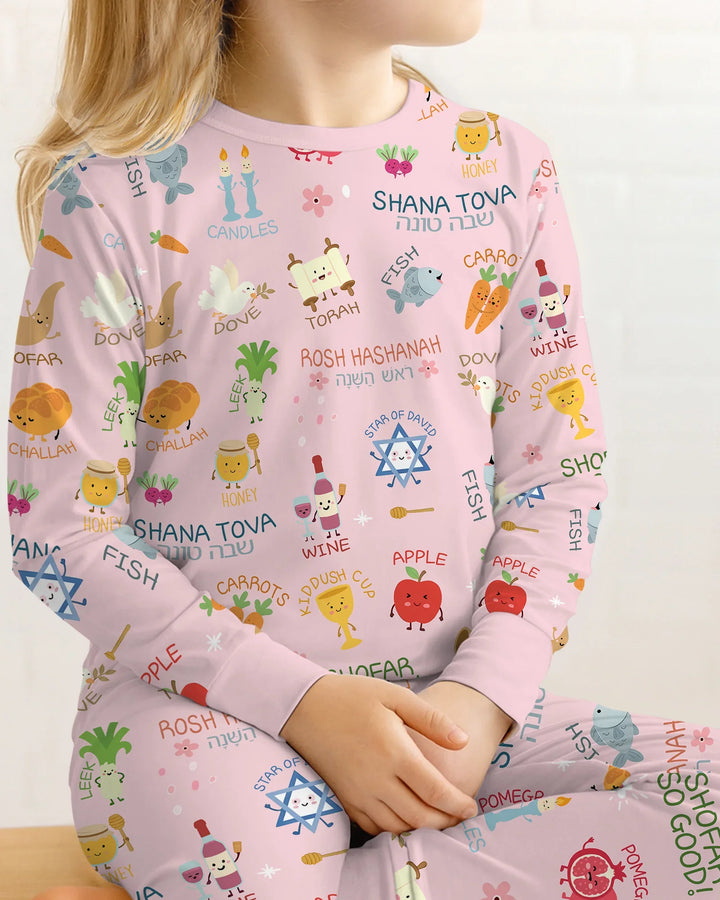 Zweiteiliges Langarm-Pyjama-Set mit Sommerfrüchten