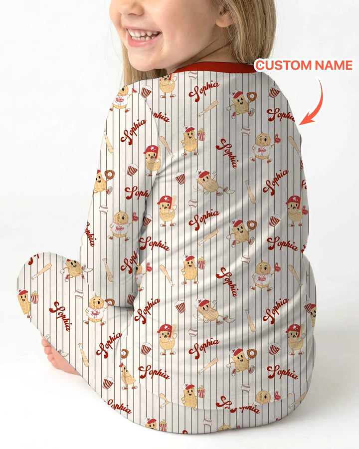 Custom Nam Retro Ballgame Bamboo Two Piece Long Sleeve Pajama Set