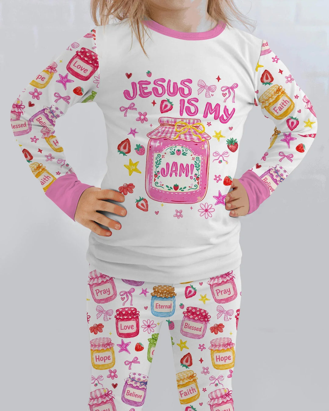 Zweiteiliges Langarm-Pyjama-Set mit Sommerfrüchten