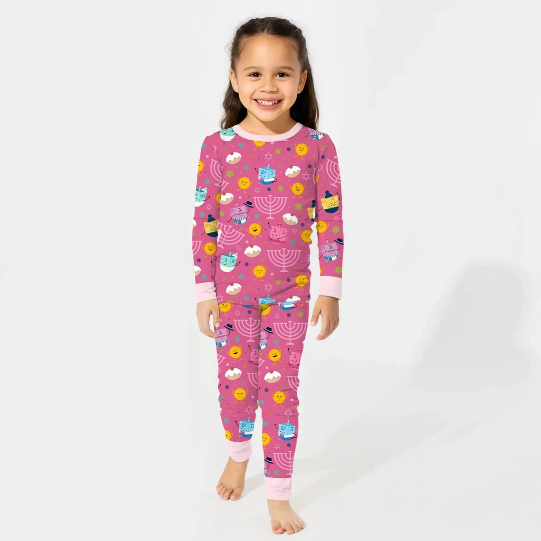 Zweiteiliges Langarm-Pyjama-Set mit Sommerfrüchten