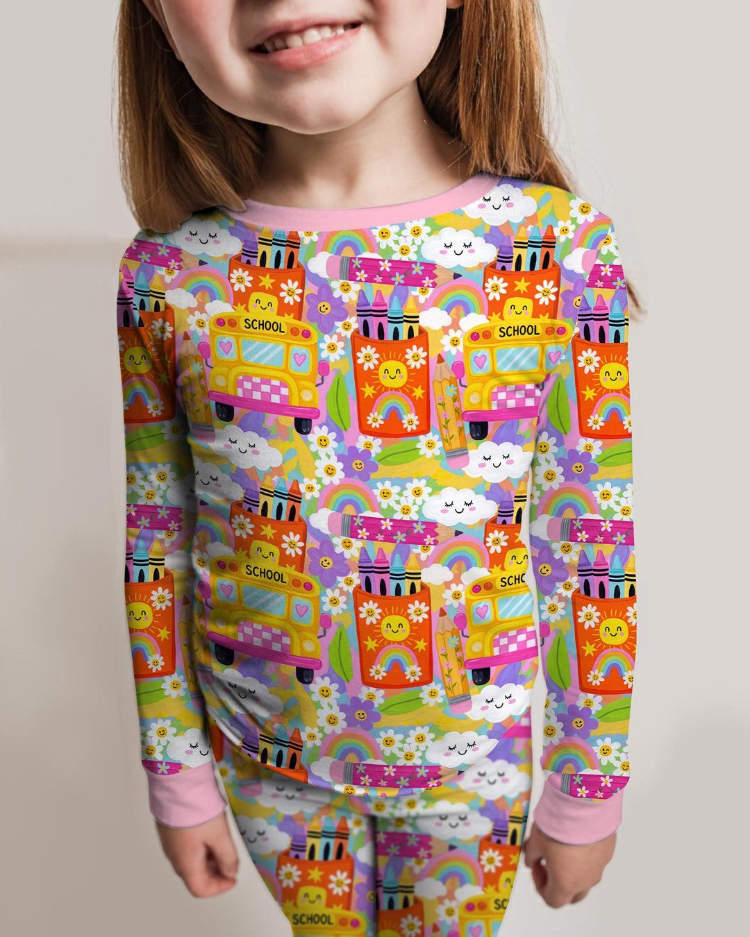 Zweiteiliges Langarm-Pyjama-Set mit Sommerfrüchten