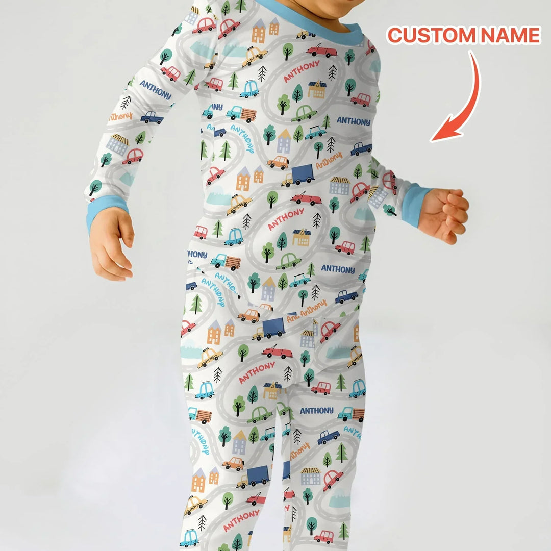 Zweiteiliges Langarm-Pyjama-Set mit Sommerfrüchten