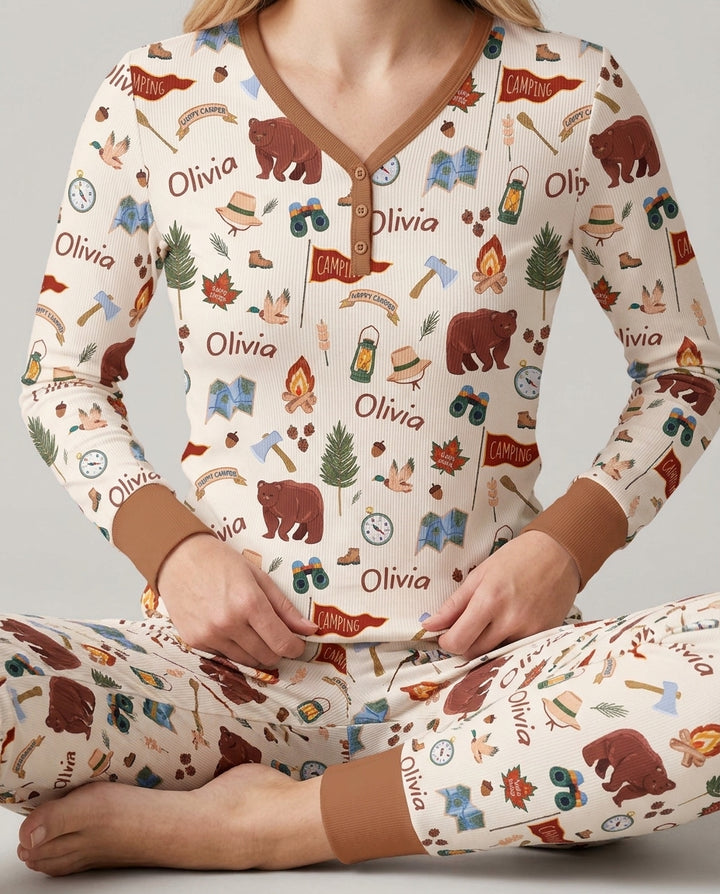 Custom Name Adventure Outdoors Bamboo Women Pajama Set
