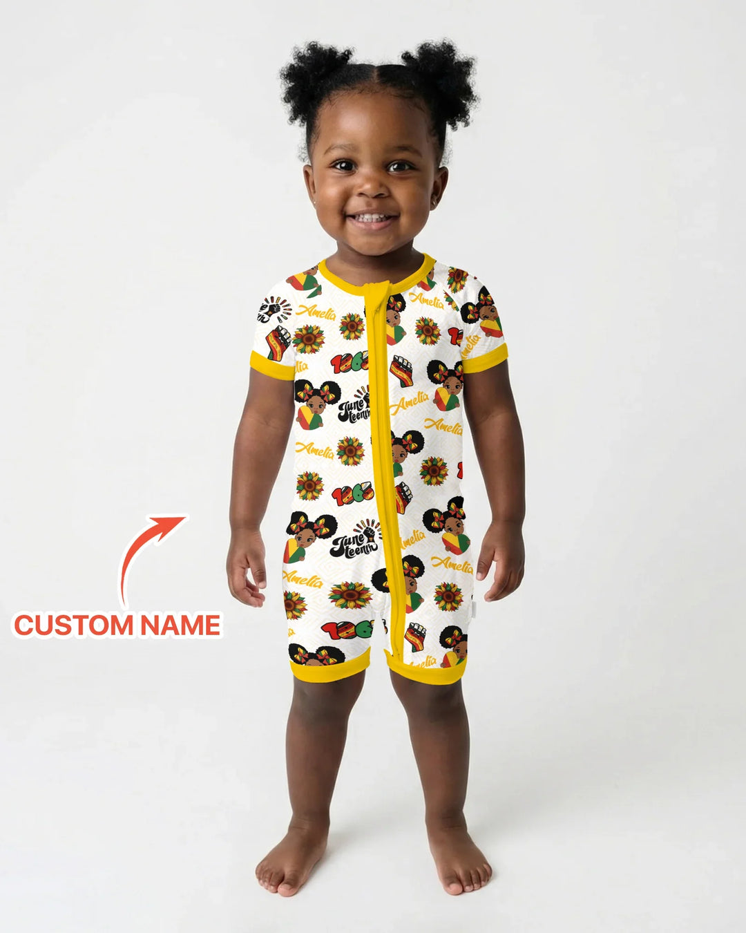 Custom Name Bloom in Freedom Bamboo Shorty Zippy