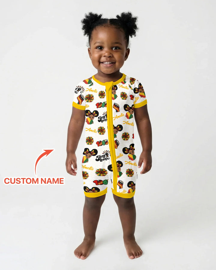 Custom Name Bloom in Freedom Bamboo Shorty Zippy
