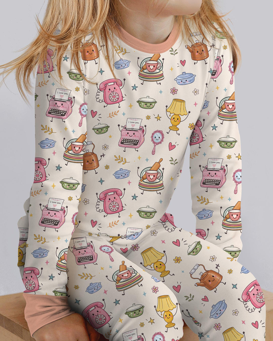Retro Chasing Toy Bamboo Two Piece Long Sleeve Pajama Set